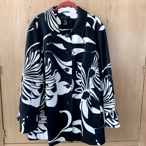 INC International Concepts 2X Plus Size Jacket Coat Black & White Modern Style - Picture 1 of 5